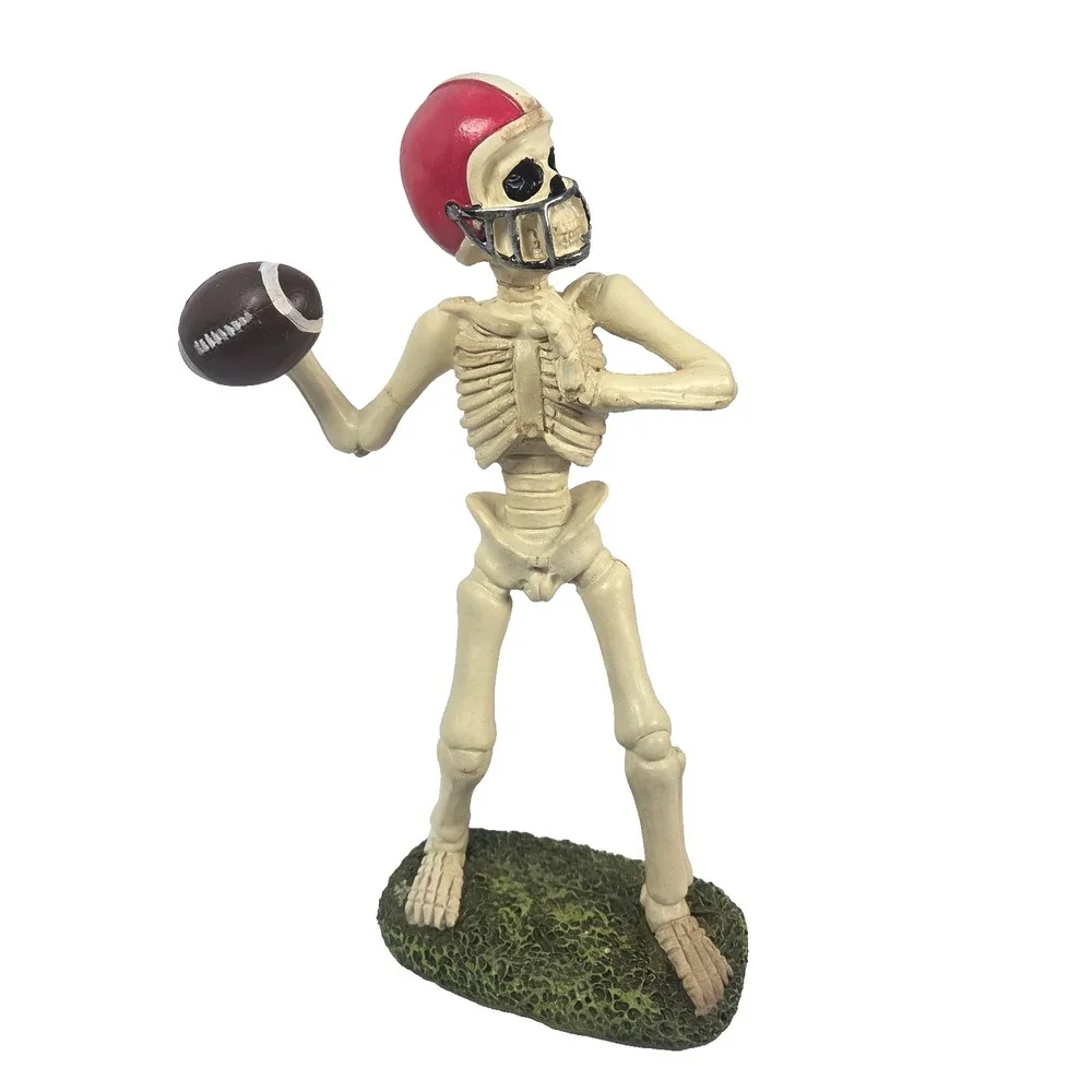 Hallows Eve Skeleton Football Player Figurine Halloween Decor Sports Statue 13